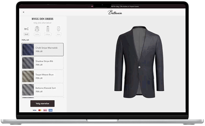 Suit builder on laptop